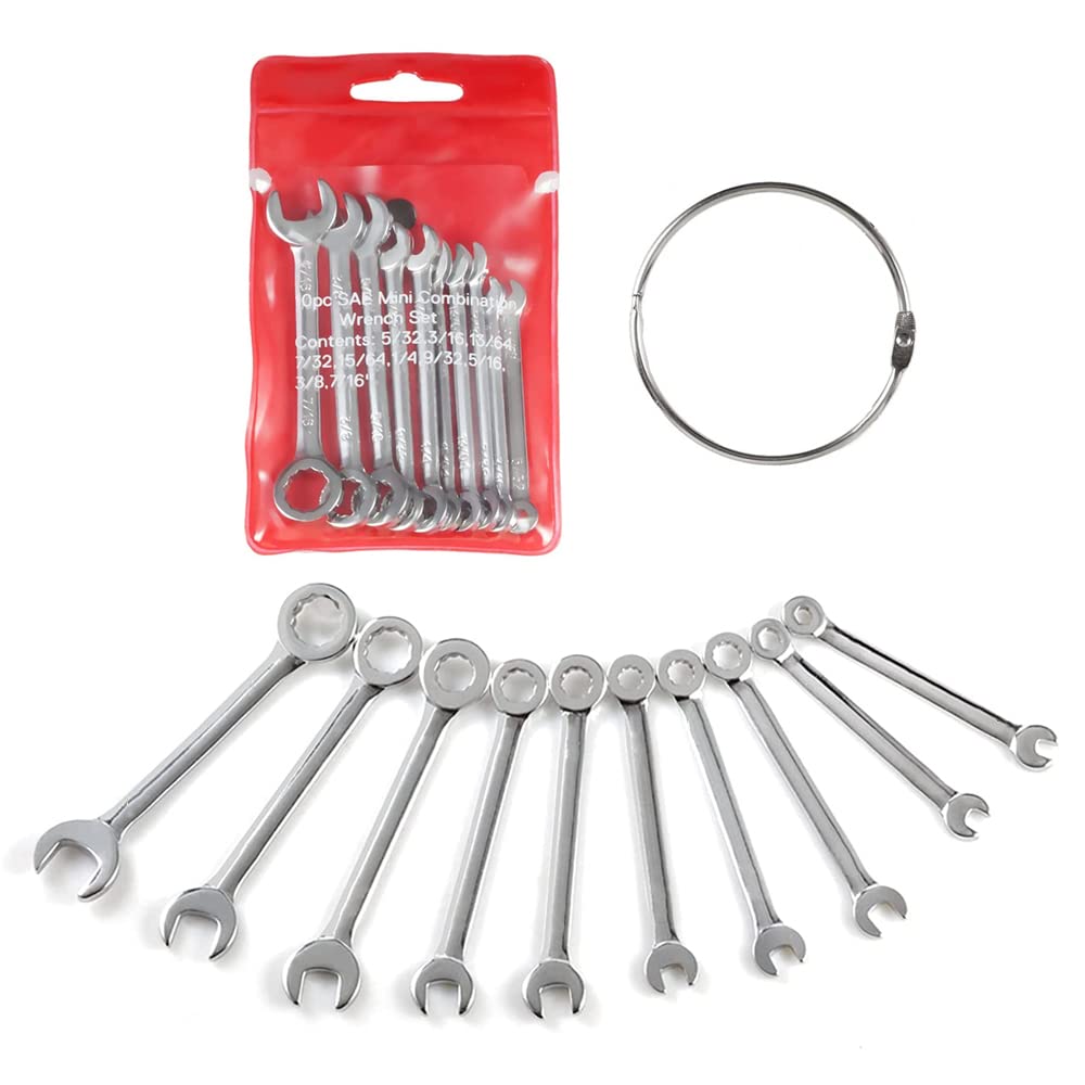 alladaga Mini Combination Wrench Set, Metric and SAE Small Wrench Repair Tools (SAE)