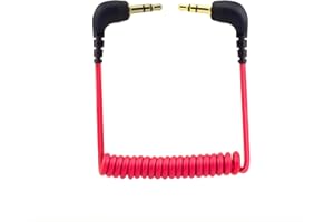 JCMOYUTY for DJI Mic Camera Audio Cable 3.5mm TRS, for DJI Mic 2 / Rode Wireless GO II/ME/PRO Microphone Dual 3.5mm TRS Male Coiled Right Angle Audio Cord Adapter