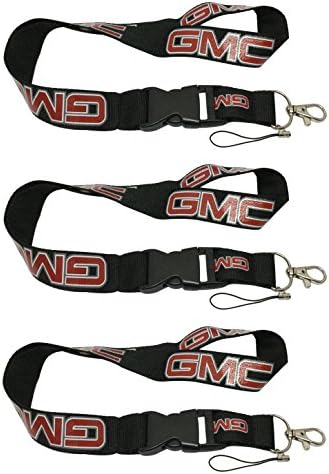 3pcs GMC Auto Lanyard Workout Gear Office And Auto Car Keychain Accessories Motorbike Superbike Lanyard With Webbing Strap Quick Release Buckle