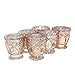 Hosley Set of 6 Metallic Rosegold Embossment Tealight Holder 3 Inch High. Ideal Gift for Wedding Party Favor Spa Home Bridal Reiki Meditation. W5