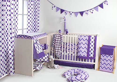Bacati Mix and Match Zigzag Hamper, Purple