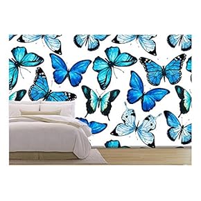 Vector - Beautiful Vector Pattern with Nice Watercolor Butterflies - Removable Wall Mural | Self-Adhesive Large Wallpaper - 66x96 inches