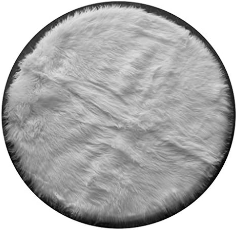 Masada Rugs, Faux Fur Shag Round Area Rug 4 Feet x 4 Feet (White)
