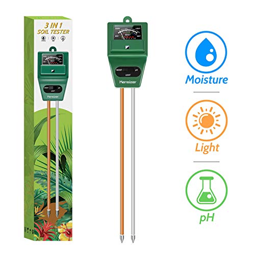 Kensizer Soil Tester, 3-in-1 Soil Moisture/Light/pH Meter, Gardening Tool kit for Plant Care, No Battery Required