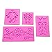 Joinor 4pcs Baroque Style Curlicues Scroll Lace Fondant Silicone Mold For Cake Border Decorations, Cupcake Topper, Jewelry, Polymer Clay