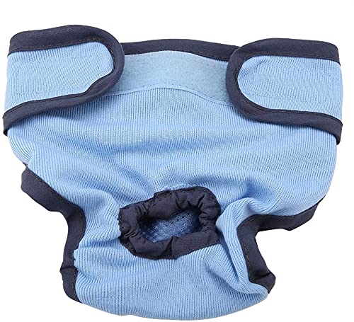 Female Dog Sanitary Pants, Soft Comfortable Cotton Pet Diapers for Small Medium Large Dogs, Ideal Comfortable Fit for Heat Cycle, Blue Size S