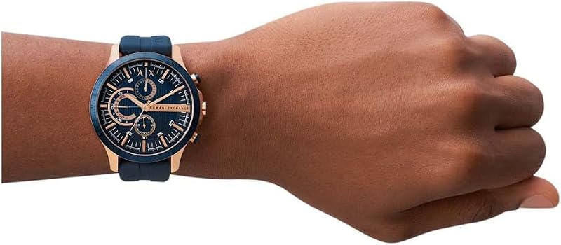 Herrenuhr, Quarzwerk Chronograph und 46mm Gehäusegröße mit Silikonarmband