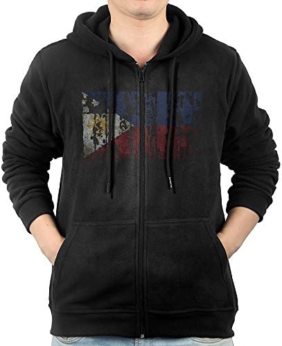 Akagopstore Casual Mens Vintage Philippines Flag Full-Zip Sweatshirt Hoodie Jacket Medium