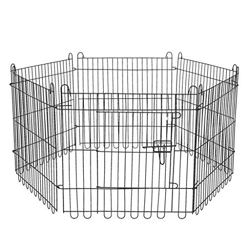 Pet Playpen, Dog Puppy Cat Fence, Foldable Square Tube Metal Wire Yard Fence, Small/Medium/Large Animal Cage Indoor Portable Isolation Protection Door - 24 inch 6 Sheet Metal Mesh, 60x60cm Black - Thumbnail 4