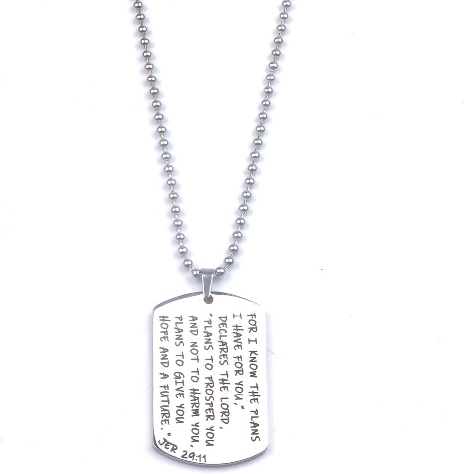 Anlive Jeremiah 29:11 Necklace for I Know The Plans I Have for You Dog Tag Necklace