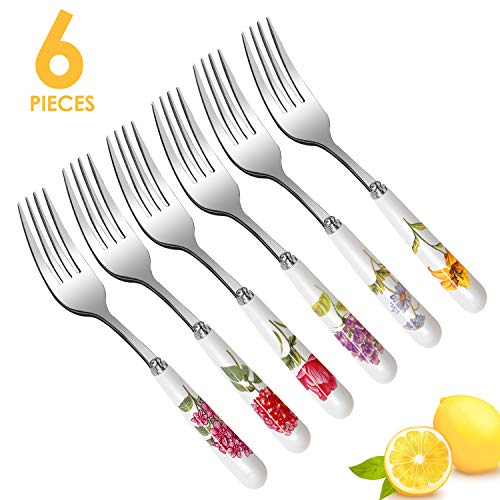 Dinner Forks Set, Elegant Life 6-Piece Handle Ceramic Stainless Steel Cutlery Forks Set, 8.3 Inches - Thumbnail 7