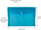 SUMMIT A4+ Heavy Duty Plastic Popper Wallets Pack of 5 Assorted Colours view 3