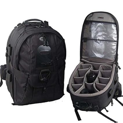 GODSPEED Powerpak DSLR Camera Bag Backpack SY513L for Canon EOS 1200D 700D 750D 760D 70D 7D 5D Nikon D3200 D3300 D5200 D5300 D5500 (Black)