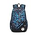 Mioy teenager school bag Canvas printing Backpack durable student bag Large Capacity 15 inch laptop daypack 3 pieces set (Blue)