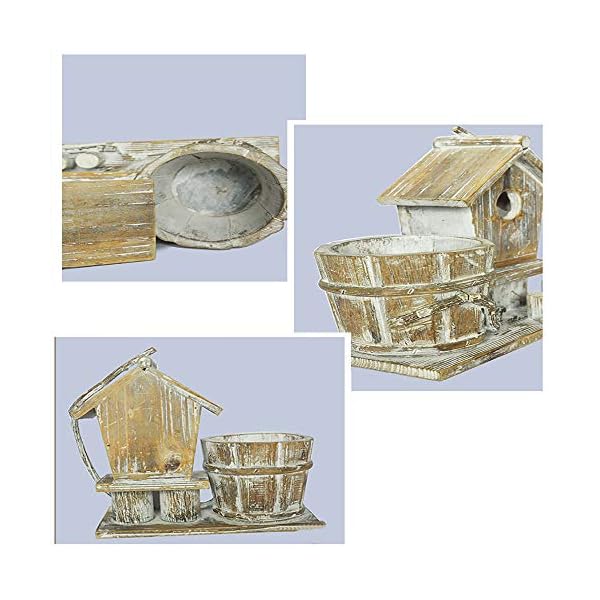 SXWDLHB Fatto A Mano in Legno Bird House Solid Succulente Vaso di Fiori in Vaso Creativo Birdhouse 25 * 12 * 22cm