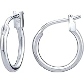 AoedeJ 925 Sterling Silver Hoop Earrings, High Polished Round Tiny Click-Top Hoop Earrings, Small Clasp Hoop Piercing Earrings