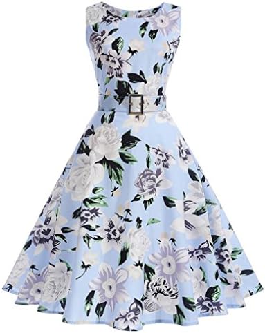 WOCACHI Women Dress Vintage Sleeveless Retro Evening Party Prom Dresses