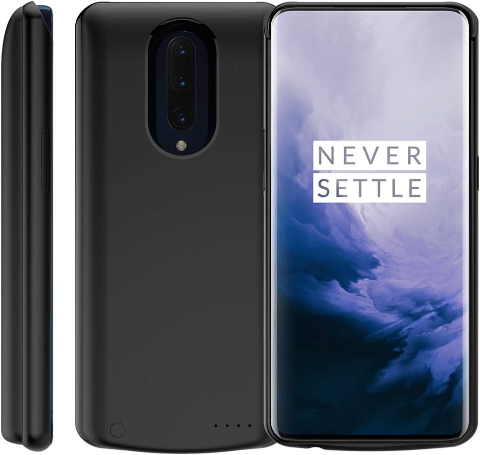 Compatible with OnePlus 7 Pro Battery Case, 6500mAh External Portable Protective Charging Case Extended Rechargeable Battery Pack Charger Case Black