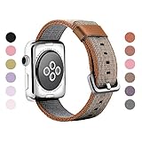 Gonyou Nylon Watch Band Woven Replacement Strap with Classic Square Metal Buckle for Apple Watch iWatch Series 1 / 2 Sport & Edition (Nylon Brown Stripe42)