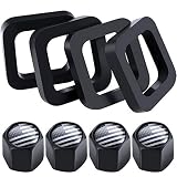 Frienda 4 Pieces 2 Inch Hitch Receiver Silencer Pads and 4 Pieces American Flag Valve Stem Caps, Pads for Adjustable Ball Mounts Provide Cushion Between Receivers and Tow Hitches