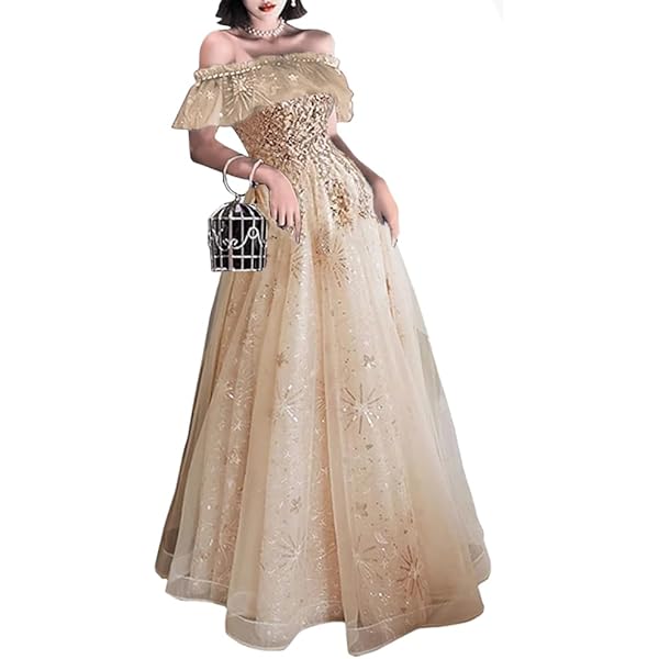 Amazon.com: Tulle Starry Prom Dresses Black Sparkly Off Shoulder Puffy  Sleeve 2024 Long with Slit Sweetheart A-Line Formal Party Evening Gown for  Women US0 : Clothing, Shoes & Jewelry