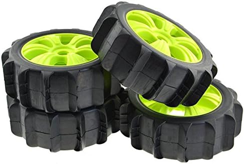 Rowiz 4x RC 1:8 Off Road 6-Spoke Wheel Rims Paddle Rubber Soft Tires Green for HSP HPI