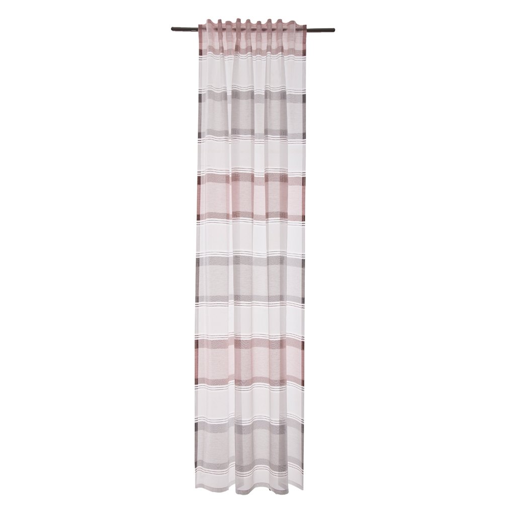 Homing Semi-Transparent Curtain Horizontal Striped Rose Grey (1 Piece) 245 x 140 cm (H x W) 5033-15
