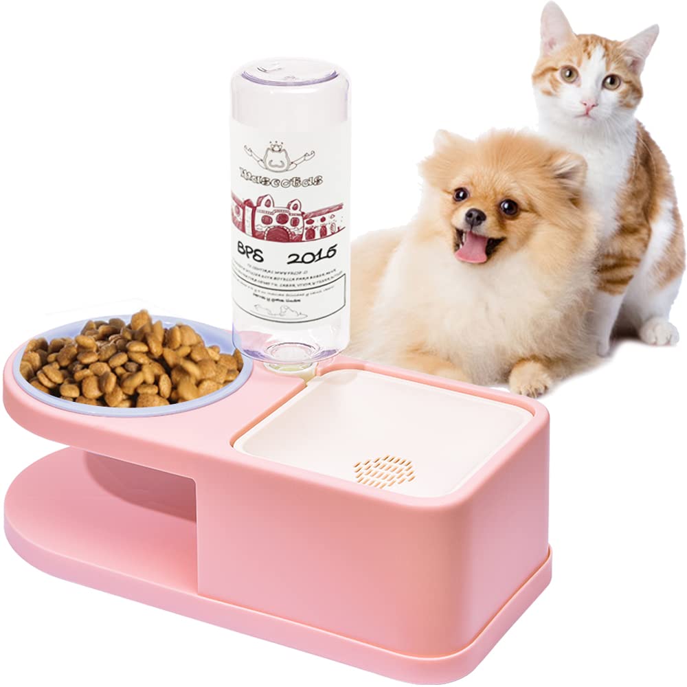 BPS 2 in 1 Automatic Feeder and Drinker for Cats and Dogs Pets Water Dispenser Automatic Feeder Animal Fountain (Pink) BPS-5572RJ