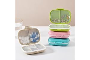 Travel Pill Organizer: 8-Compartment Sealed Pill Box, Plastic Moisture-Proof Pill case, Divided Portable Travel Medicine Stor