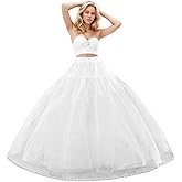 LJXploreMax 8 Layer Tulle Hoopless Crinoline Petticoat Underskirt for Women A-Line Long Fluffy Slip With Lace Trim for Bridal Wedding Dresses Ball Gown