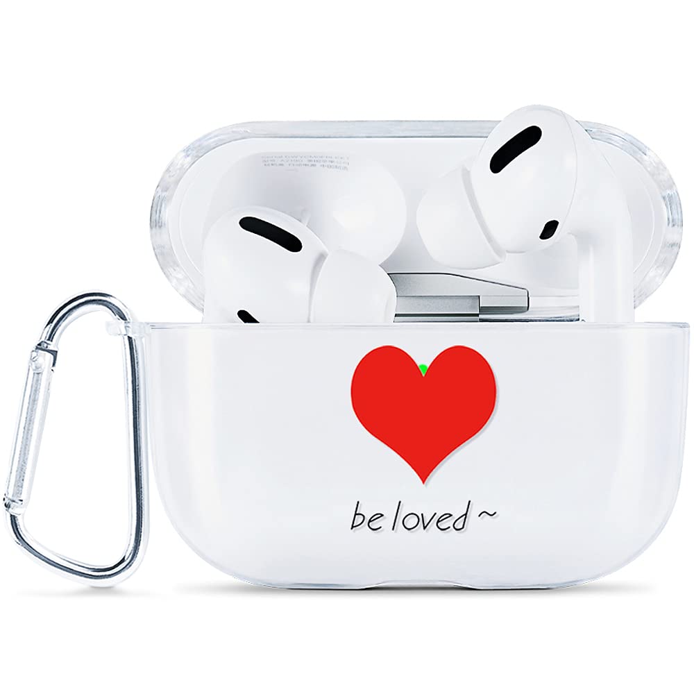 AKABEILA Case Compatible with Apple AirPods Pro Case with Carabiner Transparent Silicone Cute Design AirPod Pro 2019 Case Cover Front LED Visible Wireless Charging Case
