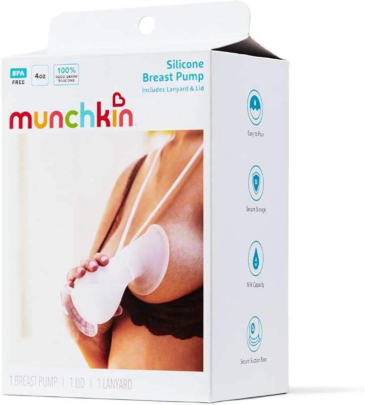 Silikon-Milchpumpe, manuelle Stillpumpe, fasst bis zu 120 ml Milch, ergonomisches Design und einfach zu bedienen, Still- und Baby-Essentials