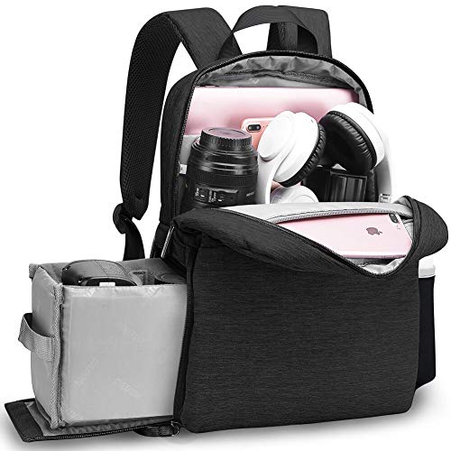 Cwatcun Camera Laptop Backpack, Camera bag for Canon Nikon Sony with Detachable Insert Camera Case fit 14