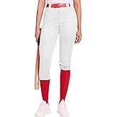 Dreammoneky Women's Softball Pants Low-Rise 3/4 Tapered Leg Baseball Pants with Dual-Layer Knee Protection for Youth Girls