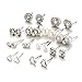 Zealmer Ear Studs for Women Silver with Pearl Crystal Shape Round Heart Triangle Ball Love Knot 12 Pairs