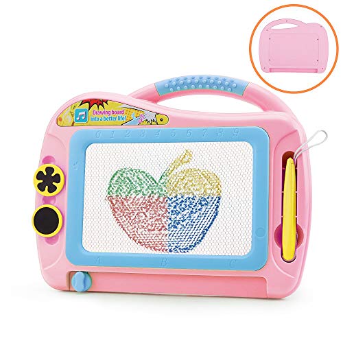Magnetic Doodle Board with Enclosed Back Panel for Toddlers, Travel Size Magnetic Thicken Drawing Writing Tablet-Erasable Mini Sketching Pad Creative Toys with 2 Stamps for Kids Birthday Gifts - Thumbnail 7