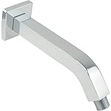 Aquaiaw Square Shower Arm and Anti-Scratch O-Ring Flange, 8 inch, Heavy-Duty Solid Brass, Both Soldered 1/2-14 NPT Tapered Threads, Wall Mount Shower Head Extension Arm (Polished Chrome)