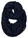 Funky Junque Women's Super Soft Warm Chunky Infinity Scarf Ribbed Cable Knit Winter Circle Wrap - Navy