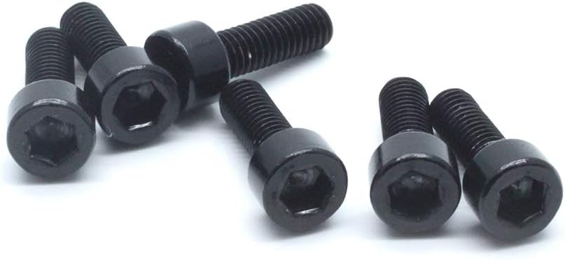 Yoohey 6pcs Aluminum Alloy Bicycle Stem Bolts M5x15mm Allen Hex Bike Fixed Stem Screws for Mountain Bicycle, Black