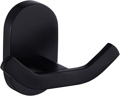 BOOKARROW Matte Black Wall Mounted Double Robe Hook Solid Brass 7113B
