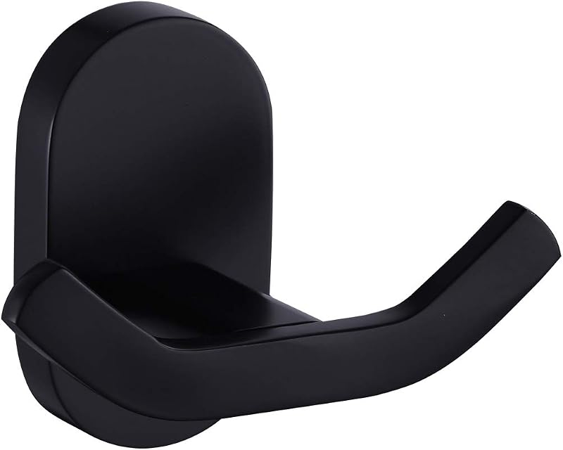 BOOKARROW Matte Black Wall Mounted Double Robe Hook Solid Brass 7113B
