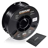 OVERTURE PETG Filament 1.75mm with 3D Build Surface 200 x 200 mm 3D Printer Consumables, 1kg Spool (2.2lbs), Dimensional Accuracy +/- 0.05 mm, Fit Most FDM Printer, Black