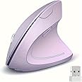 ASOYIOL Ergonomic Mouse Wireless, Purple Vertical Mouse with USB Receiver,6 Buttons 1000/1200/1600 Ergo Mouse for Laptop PC (Purple,Right Hand)