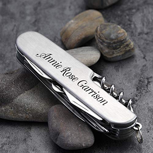 Custom Engraved 11 in 1 Multi-Purpose Stainless Steel Folding Pocket Tool Knife - Personalized Groomsmen Gift