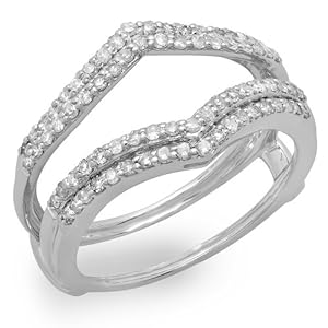Dazzlingrock Collection 0.50 Carat (ctw) Round White Diamond Double Row Chevron Enhancer Wedding Band Guard for Women…