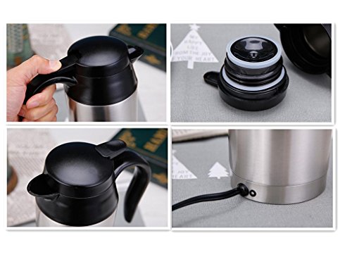 12V 750ml Stainless Steel Car Electric Heating Mug Drinking Cup Travel Kettle for Water Tea Coffee Milk - Thumbnail 6