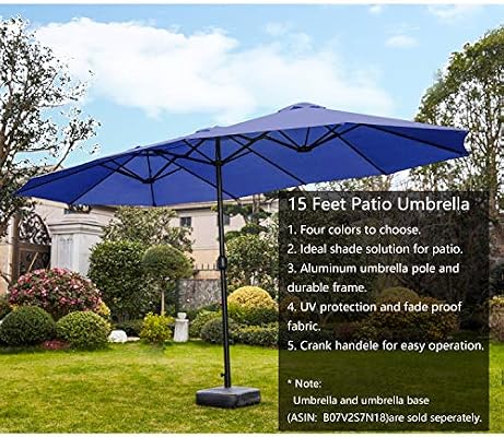 Amazon Com Patiofestival Double Sided Outdoor Umbrella 15x9 Ft Aluminum Garden Large Umbrella With Tilt And Crank For Market Camping Swimming Pool Middle Blue Garden Outdoor