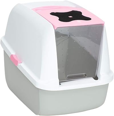 Catit Hooded Cat Pan Pink 57L Litter Box with Carbon Odour Filter