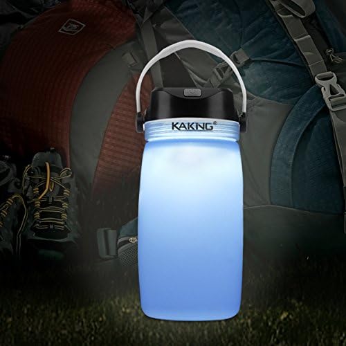 KAIKING 700 ml Collapsible Water Bottle for Camping with LED Light (Blue)