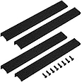 LC LICTOP 250mm/9.8" Finger Edge Pull Tab Handle Home Kitchen Cabinets Drawers Collection Long Center Aluminum Black with Screws (4 Pcs)